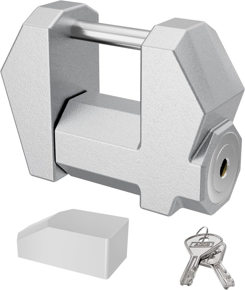 DEEAGLE Trailer Coupler Lock, Wide 1.2” Span, 1/4” Dia, Trailer Coupler Latch Lock, Coupler Wide Lock, Boat Trailer Locks for Towing Trailer Security, Sliver - Image 1
